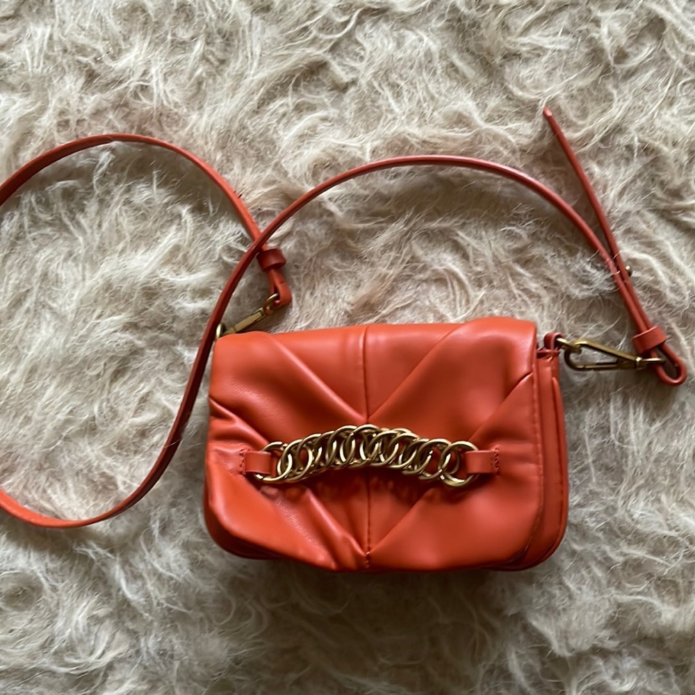 Zara mini faux leather orange purse